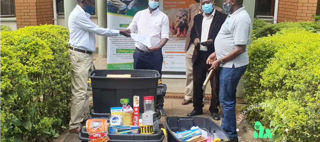 UWA staff recieve CSI kits from USAID and WCS