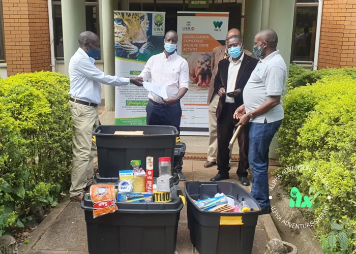 UWA staff recieve CSI kits from USAID and WCS